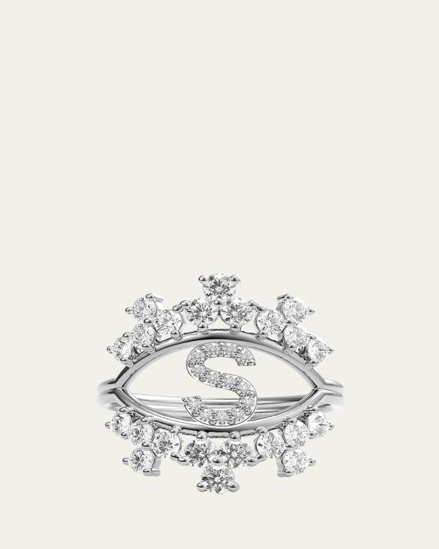 Sara 18K White Gold Diamond Ring, Letter
